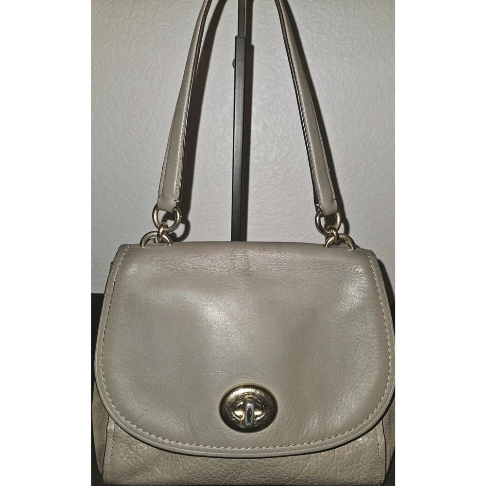COACH Faye F22348 Taupe Mixed Leather Suede Handbag 10x8x4 *read - Picture 4 of 16